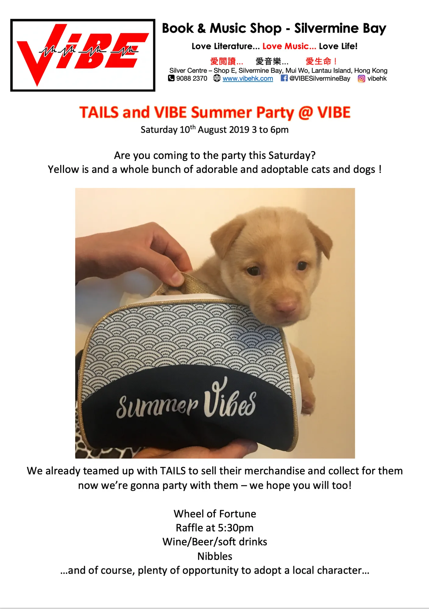 TAILS & VIBE Summer Party event poster